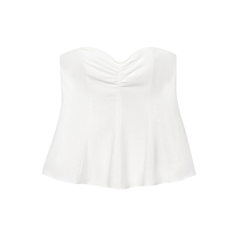 Fashion Simple Linen Blend Tube Top