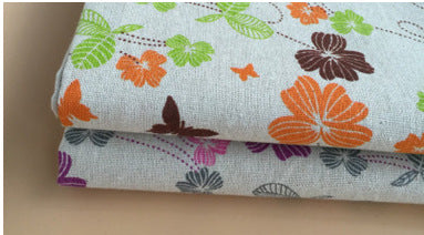 Butterfly Print Cotton And Linen Blend Fabric