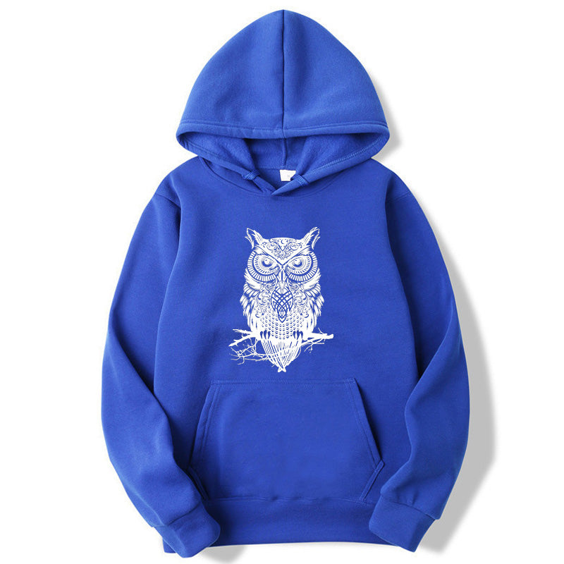 Men's Cotton Blend Owl Print Hoodie