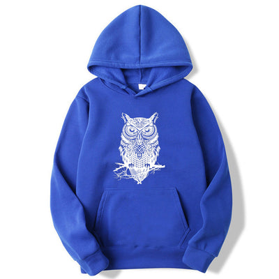 Men's Cotton Blend Owl Print Hoodie