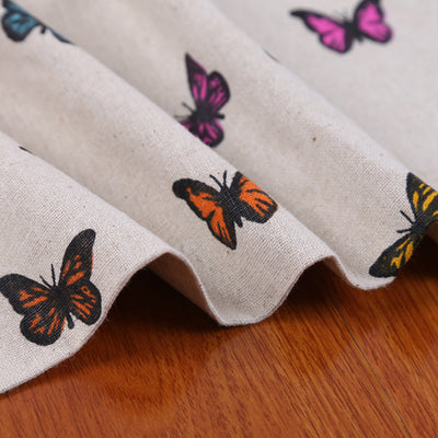 Butterfly Print Cotton And Linen Blend Fabric