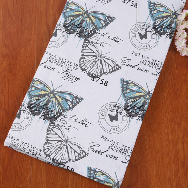 Butterfly Print Cotton And Linen Blend Fabric