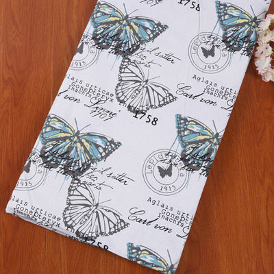 Butterfly Print Cotton And Linen Blend Fabric