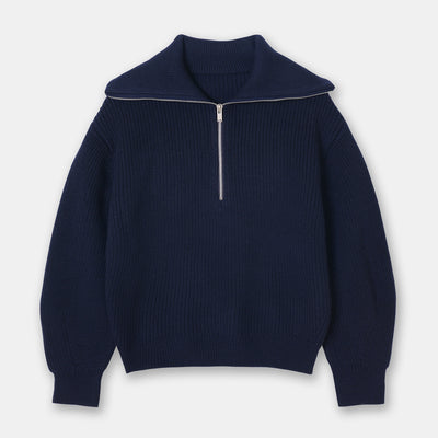 Casual Style Neck Wool Blend Knit Sweater