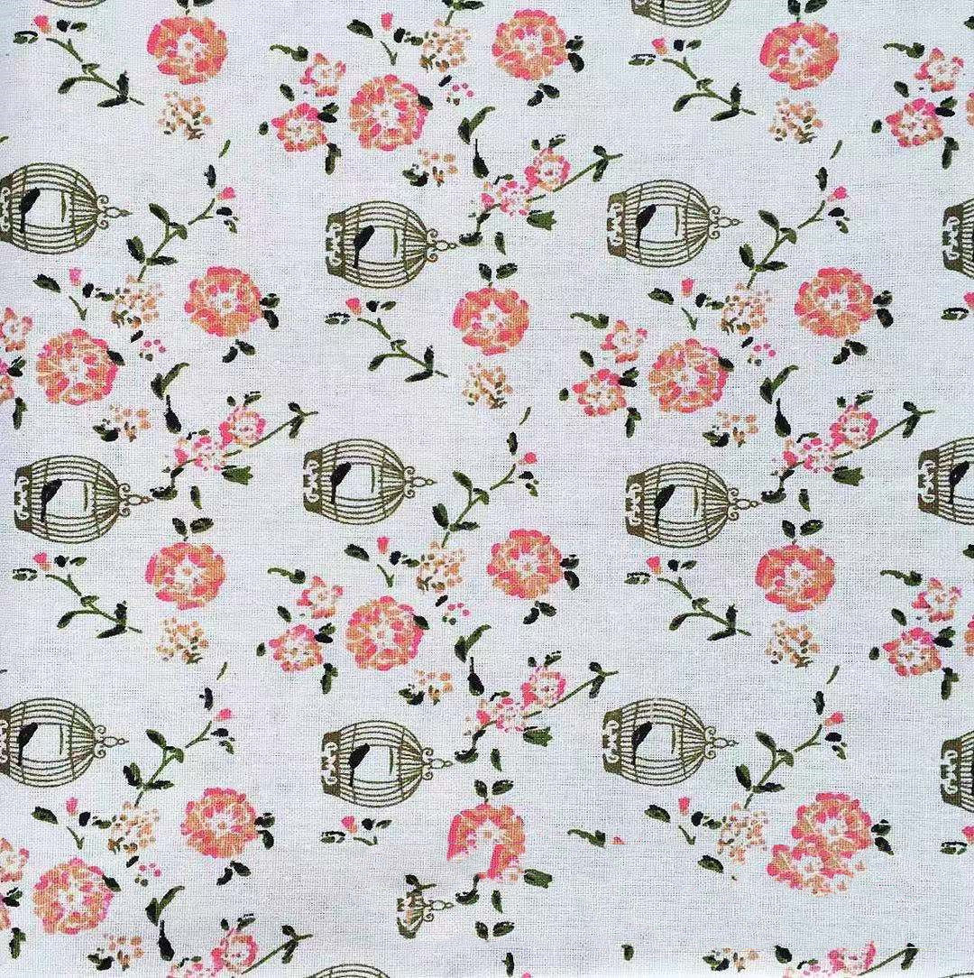 Butterfly Print Cotton And Linen Blend Fabric