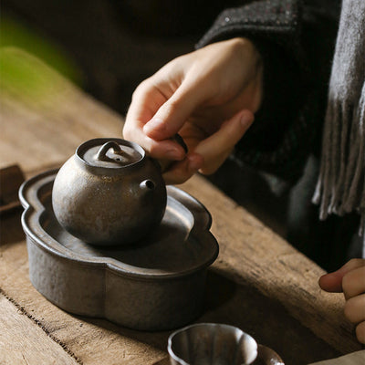 Retro Stoneware Kung Fu Tea Teaware Side Handle Pot