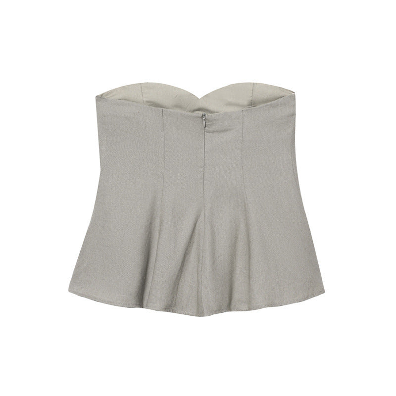 Fashion Simple Linen Blend Tube Top