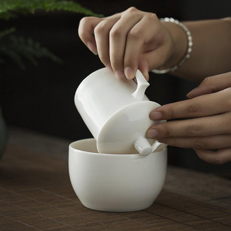 Dehua White Porcelain Teaware Gaiwan Set High-end Business