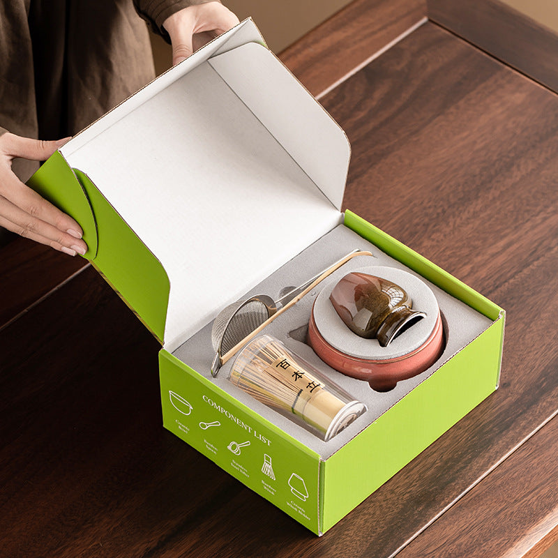 Japanese Style Kiln Roasted Matcha Mixer Set Matcha Couple Gift Teaware Set