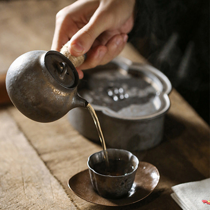 Retro Stoneware Kung Fu Tea Teaware Side Handle Pot