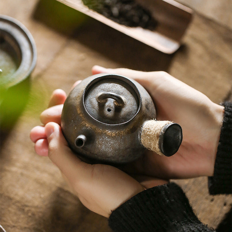 Retro Stoneware Kung Fu Tea Teaware Side Handle Pot