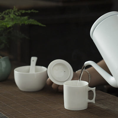 Dehua White Porcelain Teaware Gaiwan Set High-end Business