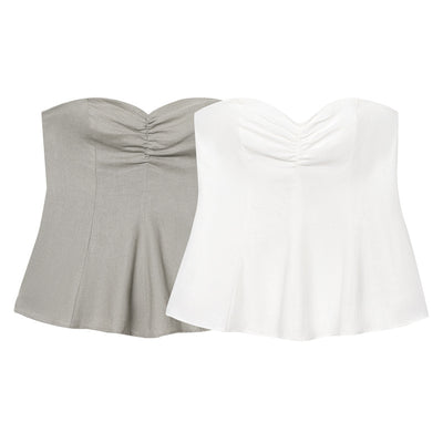Fashion Simple Linen Blend Tube Top