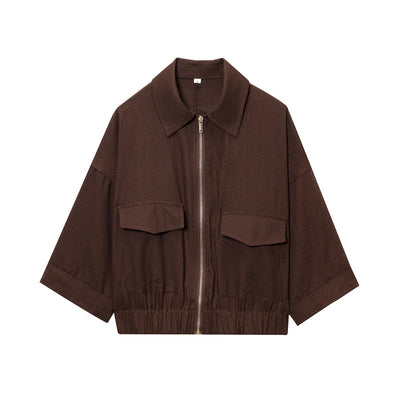 Women's New Ramie Blend Zip Jacket