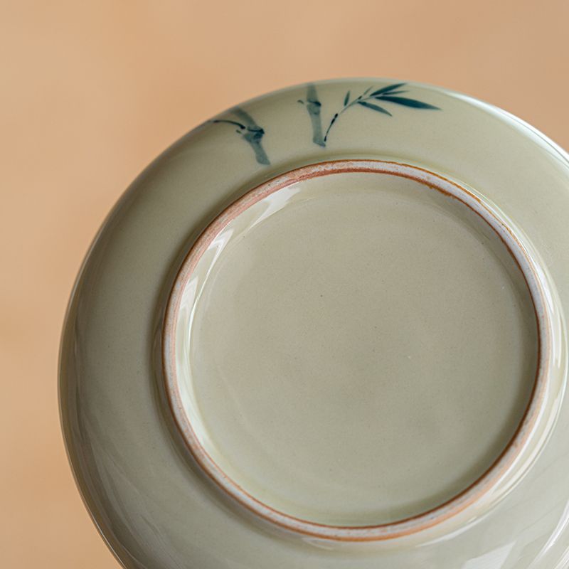 Hand Painted Grass Gray Orchid Large Tea Basin Ceramic Teaware Accessories